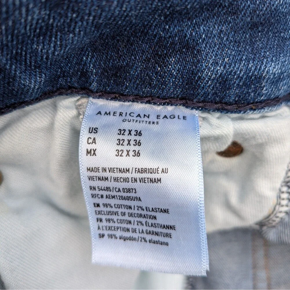 Men's American Eagle Original Straight Fit Jeans Size 34x36 Dark Wash Blokecore